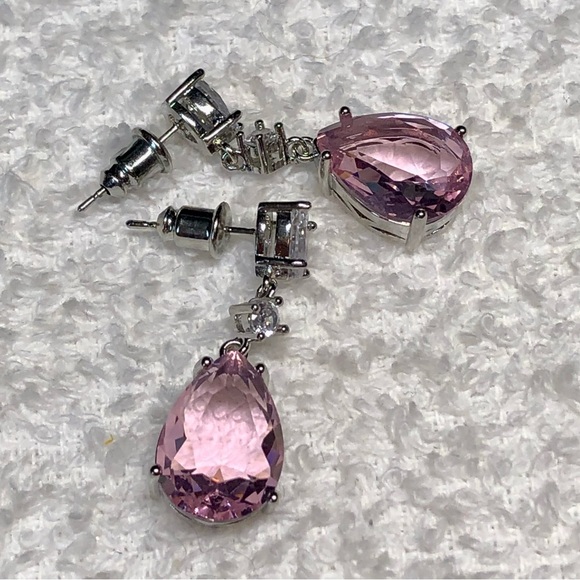 🦋 pretty drop earring gorgeous CZ ZIRCON women wedding anniversary Pear - Picture 10 of 13